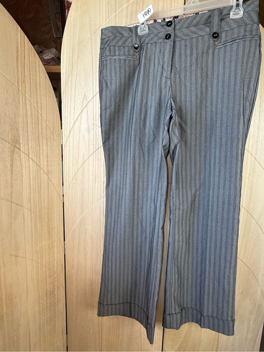 Vintage Joe Benbasset 2000s Gray Herringbone Pinstripe Wide Leg Trousers Size 17